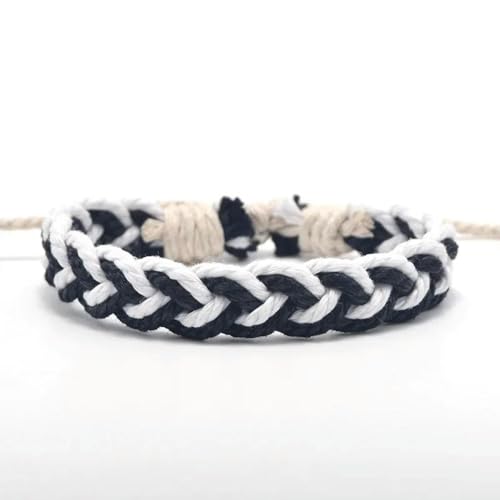 LOUKEKE 3 Stück/Set Klassisches handgefertigtes Armband Sommer Strand Zopfschnur Baumwollwickel Gewebtes Seil Freundschaftsarmbänder für Frauen Männer von LOUKEKE