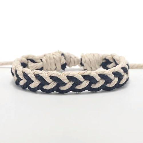 LOUKEKE 3 Stück/Set Klassisches handgefertigtes Armband Sommer Strand Zopfschnur Baumwollwickel Gewebtes Seil Freundschaftsarmbänder für Frauen Männer von LOUKEKE