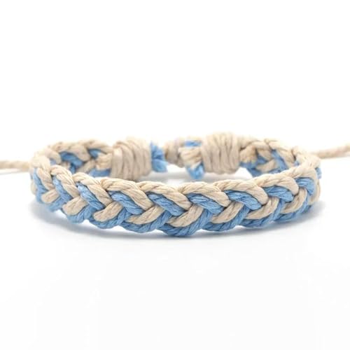 LOUKEKE 3 Stück/Set Klassisches handgefertigtes Armband Sommer Strand Zopfschnur Baumwollwickel Gewebtes Seil Freundschaftsarmbänder für Frauen Männer von LOUKEKE