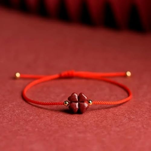LOUKEKE 3 Stück/Set Lila Glücksklee Handgefertigter Armreif aus rotem Seil Verstellbares Armband Damen Herren von LOUKEKE