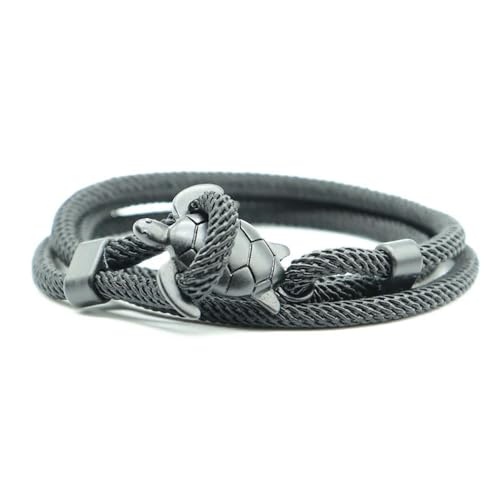 LOUKEKE 3 Stück/Set Marine Black Turtle Armband Herren Mehrschichtiges verstellbares Seilarmband Sommer Strand Surfen Nautisches Zubehör von LOUKEKE