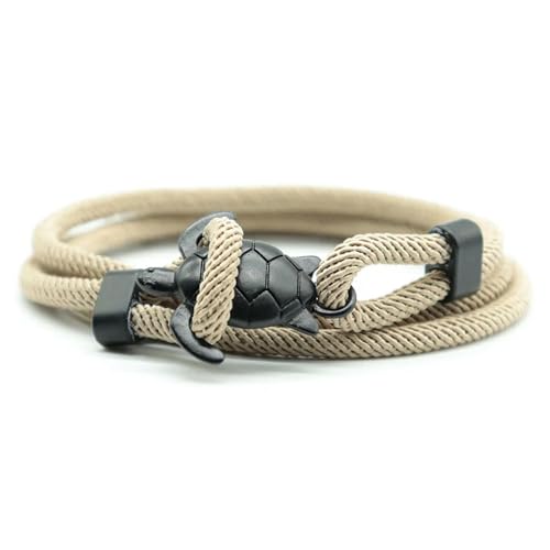 LOUKEKE 3 Stück/Set Marine Black Turtle Armband Herren Mehrschichtiges verstellbares Seilarmband Sommer Strand Surfen Nautisches Zubehör von LOUKEKE