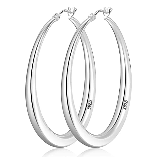 LOUMILEO 925 Sterling Silber Creolen, Groß Silber Creolen für Damen, Hypoallergen Groß silber Creolen, Leichte Silberne Creolen für Damen Mädchen 35/40/50mm LOUMILEO 925 Sterling Silber Creolen, Groß Silber Creolen für Damen, Hypoallergen Groß silber Creolen, Leichte Silberne Creolen für Damen Mädchen 35/40/50mm von LOUMILEO