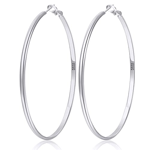 LOUMILEO Creolen Silber 925 Groß Silber Creolen Hypoallergen Silber Creolen für Damen Leicht Große Creolen Ohrringe Silber 925 Creolen für Damen (40mm) von LOUMILEO