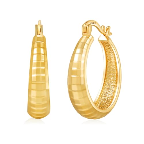 LOUMILEO Silber 925 Creolen Ohrringe Damen, Kleine Klobige Ohrringe Hypoallergen Sterling Silber Ohrring Mini Dicke Creolen Kleine Huggie Ohrring Geschenke fur Damen Mädchen von LOUMILEO