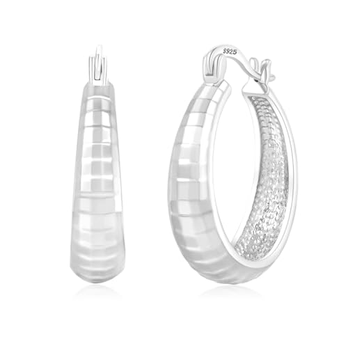 LOUMILEO Silber 925 Creolen Ohrringe Damen, Kleine Klobige Ohrringe Hypoallergen Sterling Silber Ohrring Mini Dicke Creolen Kleine Huggie Ohrring Geschenke fur Damen Mädchen von LOUMILEO
