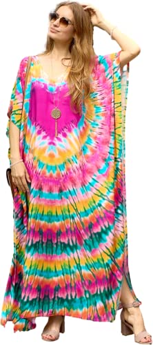 Kaftan für Damen, Leopardenmuster, Tigerstreifen, Kaftan, Viskose, Übergröße, langer Kaftan, A-print9, XX-Large Kaftan für Damen, Leopardenmuster, Tigerstreifen, Kaftan, Viskose, Übergröße, langer Kaftan, A-print9, XX-Large von LOUSEA