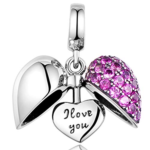 LOVANS 925 Sterling Silber Ich Liebe Dich Herz Charm Perle kompatibel mit europäischen Armbändern von LOVANS