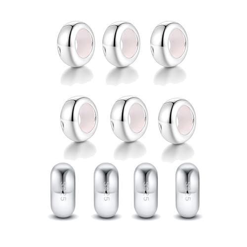 LOVANS 10 Stück Charms Stopper 925er Sterling Silber mit Gummi Clip Spacer Stopper Charms Perlen für Damen Bead Charms Armbänder Anhänger von LOVANS