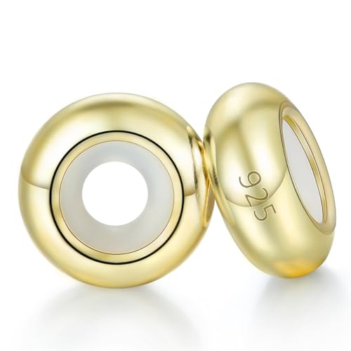 LOVANS 2 PCS 925 Sterling Silber Gummi Spacer Stopper für Armbänder (Gold) von LOVANS