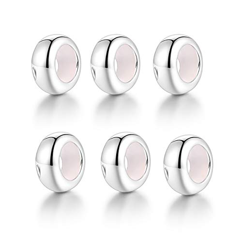 LOVANS 6 Stück Charms Stopper 925er Sterling Silber mit Gummi Clip Spacer Stopper Charms Perlen für Damen Bead Charms Armbänder Anhänger von LOVANS