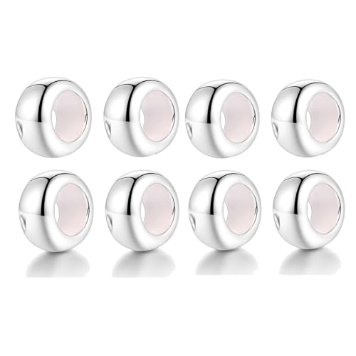 LOVANS 8 Stück Charms Stopper 925er Sterling Silber mit Gummi Clip Spacer Stopper Charms Perlen für Damen Bead Charms Armbänder Anhänger von LOVANS