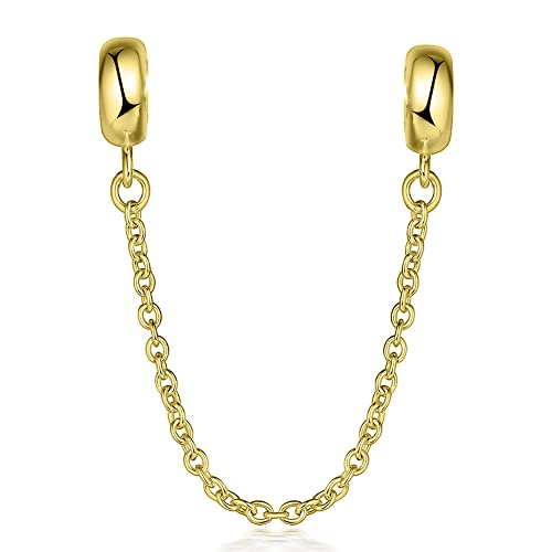 LOVANS 925 Sterling Silver 2 PCS Rubber Spacer Stopper Bead for European Bracelets (Golden Chain) von LOVANS