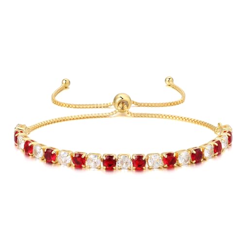 LOVANS Armband Damen Gold Verstellbares Tennisarmbänder mit funkelnden weißen und rot Zirkonia Steinen Schmuck Geschenke für Frauen Damen Mädchen für Weihnachten Valentinstag Muttertag LOVANS Armband Damen Gold Verstellbares Tennisarmbänder mit funkelnden weißen und rot Zirkonia Steinen Schmuck Geschenke für Frauen Damen Mädchen für Weihnachten Valentinstag Muttertag von LOVANS