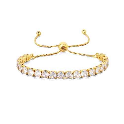 LOVANS Armband Gold Damen mit 4MM Zirkonia Tennisarmband Verstellbares Armbänder für Frauen Geschenke zum Muttertag Geburtstag Weihnachten von LOVANS