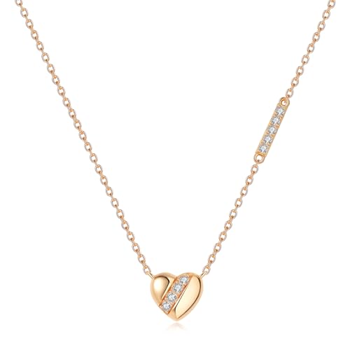 LOVANS Halskette Damen 925 Sterling Silber Rosegold Herzkette mit Anhänger Zirkon-Stein Schmuck für Freundin Frau Mutter Mama zu Geburtstag Weihnachten Muttertag Valentinstag von LOVANS