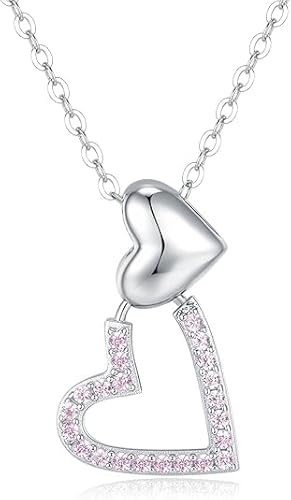 LOVANS Halskette Damen Sterling Silber 925 Doppelt Herz Kette 5A Blassrosa Zirkonia Herzkette Personalisierte Herzanhänger Schmuck Muttertag Geburtstag Hochzeitstag Geschenke für Frauen Ehefrau Mama LOVANS Halskette Damen Sterling Silber 925 Doppelt Herz Kette 5A Blassrosa Zirkonia Herzkette Personalisierte Herzanhänger Schmuck Muttertag Geburtstag Hochzeitstag Geschenke für Frauen Ehefrau Mama von LOVANS