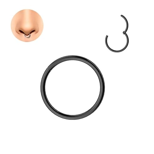 LOVANS Hypoallergenic 316L Surgical Steel Nose Rings Nose Hoops for Men and Women Body Piercing Jewelry Earrings Lip Ring 6/8/10/12/14mm (0.8 * 6mm, schwarz) von LOVANS