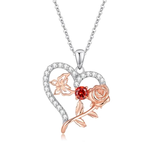 LOVANS Kette Herz Damen Sterling Silber 925 Halskette Rose Blume Schmetterling Herzanhänger 5A Zirkonia Silberkette Schmuck Muttertag Geburtstag Hochzeitstag Geschenk für Frauen Ehefrau Mama LOVANS Kette Herz Damen Sterling Silber 925 Halskette Rose Blume Schmetterling Herzanhänger 5A Zirkonia Silberkette Schmuck Muttertag Geburtstag Hochzeitstag Geschenk für Frauen Ehefrau Mama von LOVANS