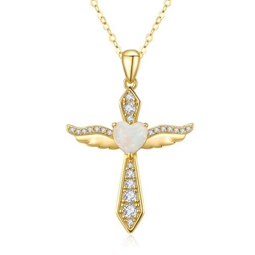 LOVANS Kreuz Kette Gold Damen, Halskette silber 925 Zirkonia Engelsflügel Kreuzkette Jesus Kreuz Silberkette Cross Schutzengel Anhänger Halskette Christentum Schmuck LOVANS Kreuz Kette Gold Damen, Halskette silber 925 Zirkonia Engelsflügel Kreuzkette Jesus Kreuz Silberkette Cross Schutzengel Anhänger Halskette Christentum Schmuck von LOVANS