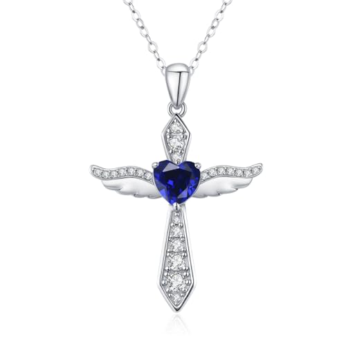 LOVANS Kreuz Kette silber Damen, Halskette silber 925 Blaue Zirkonia Engelsflügel Kreuzkette Jesus Kreuz Silberkette Cross Schutzengel Anhänger Halskette Christentum Schmuck LOVANS Kreuz Kette silber Damen, Halskette silber 925 Blaue Zirkonia Engelsflügel Kreuzkette Jesus Kreuz Silberkette Cross Schutzengel Anhänger Halskette Christentum Schmuck von LOVANS