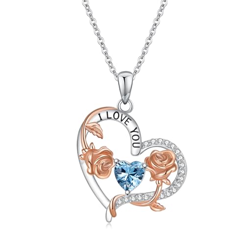 LOVANS Silberkette Damen 925 mit Anhänger Halskette Rose Herzkette Echt Sterling Silber Ketten Herz Liebeselement Schmuck Muttertag Romantische Geschenke für Frauen Ehefrau, ich liebe dich LOVANS Silberkette Damen 925 mit Anhänger Halskette Rose Herzkette Echt Sterling Silber Ketten Herz Liebeselement Schmuck Muttertag Romantische Geschenke für Frauen Ehefrau, ich liebe dich von LOVANS