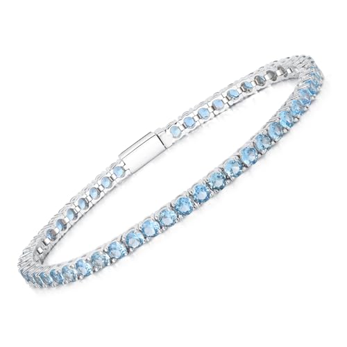 LOVANS Damenarmband Aquamarin Tennisarmkette Geburtsstein Klassisches Funkelndes Tennisarmband Damen Größe 16.51CM von LOVANS