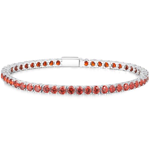 LOVANS Tennisarmband Damen Geburtsstein-Armband Cubic Zirkonia Damenarmband Klassisches TennisArmkette Geschenk für Frauen Größe 17.78CM Januar Granat von LOVANS