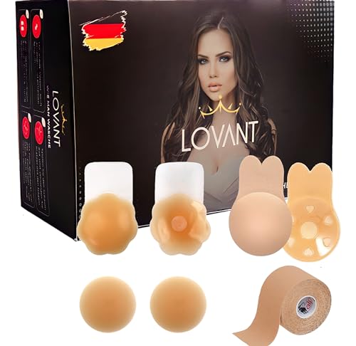 Boob Tape- push up-für kleine - klebe bh große brust -bh rückenfreier - unsichtbarer bh- Boobytape-body tape-Silikon Nippelpads-Adhesive Bra-Trägerloser Klebe bh-Brustband-go braless-Set(4 in 1) von LOVANT