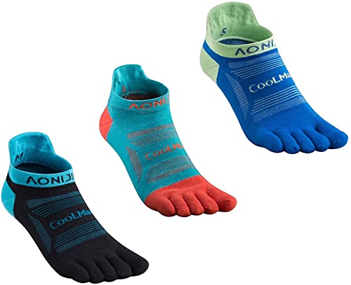 LOVARTS BEAUTY 3 Paare Sports Low Cut Socken Herren Damen Zehensocken Fußgewölbestütze No Blister Five Finger Toe Socks (Seeblau,Blau,Schwarz-L) von LOVARTS BEAUTY