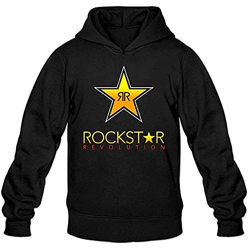 LOVE IS PERFECT Rockstar Energy Drink Long Sleeve Hoody Sweatershirt Pullover for Men Unisex Hoodie Black XL von LOVE IS PERFECT