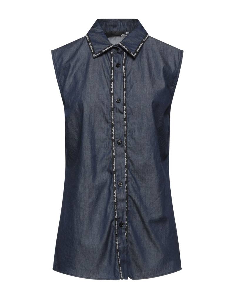 LOVE MOSCHINO Jeanshemd Damen Blau von LOVE MOSCHINO