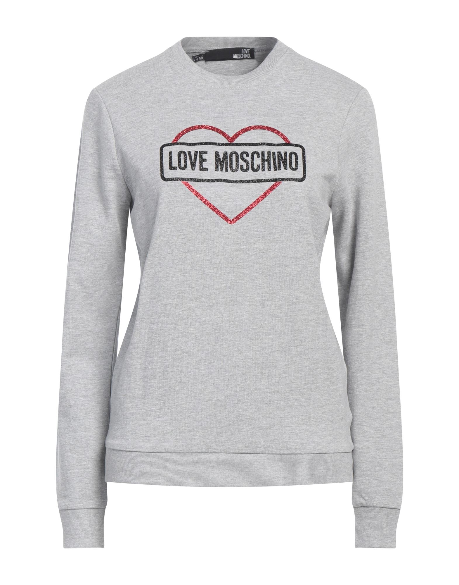 LOVE MOSCHINO Sweatshirt Damen Hellgrau LOVE MOSCHINO Sweatshirt Damen Hellgrau von LOVE MOSCHINO