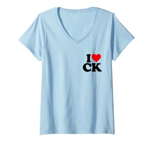 Damen I Love Heart CK C K C.K. Initials Monogramm Nickname T-Shirt mit V-Ausschnitt Damen I Love Heart CK C K C.K. Initials Monogramm Nickname T-Shirt mit V-Ausschnitt von LOVE OF CK HEART NAME TEES