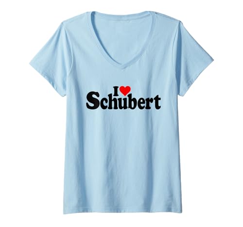 Damen ICH Liebe Herz Schubert Franz KOMPONIST T-Shirt mit V-Ausschnitt Damen ICH Liebe Herz Schubert Franz KOMPONIST T-Shirt mit V-Ausschnitt von LOVE OF CLASSICAL MUSIC HEART TEES