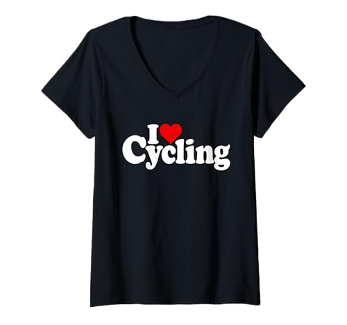 Damen I Love Heart Cycling Bikes Bikes Road Mountain EBIKE T-Shirt mit V-Ausschnitt Damen I Love Heart Cycling Bikes Bikes Road Mountain EBIKE T-Shirt mit V-Ausschnitt von LOVE OF CYCLING HEART BICYCLE TEES