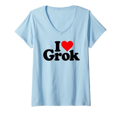 Damen ICH LIEBE HEART GROK T-Shirt mit V-Ausschnitt Damen ICH LIEBE HEART GROK T-Shirt mit V-Ausschnitt von LOVE OF GROK FUN TEES