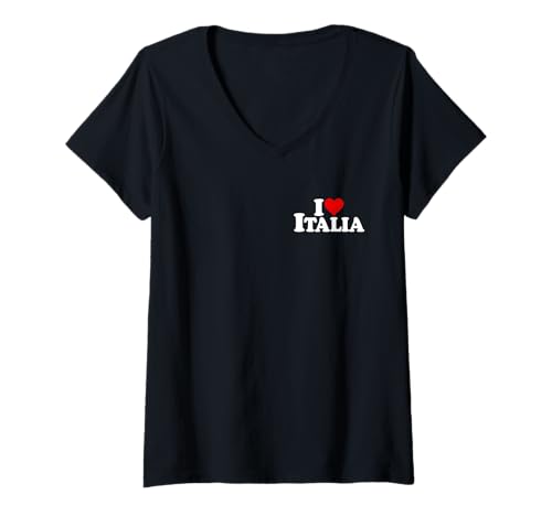 Damen ICH Liebe Heart Italia, Italien, ITALIENISCHE Kultur T-Shirt mit V-Ausschnitt von LOVE OF ITALIA CULTURE TEES