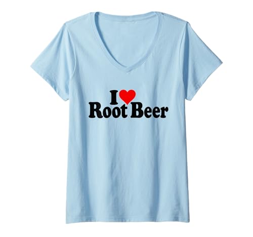 Damen ICH Liebe Heart Root Beer T-Shirt mit V-Ausschnitt Damen ICH Liebe Heart Root Beer T-Shirt mit V-Ausschnitt von LOVE OF ROOT BEER HEART SODA TEES