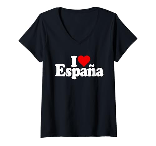 Damen I Love Heart Espana Spanish Kulture T-Shirt mit V-Ausschnitt Damen I Love Heart Espana Spanish Kulture T-Shirt mit V-Ausschnitt von LOVE OF SPAIN CULTURE TEES