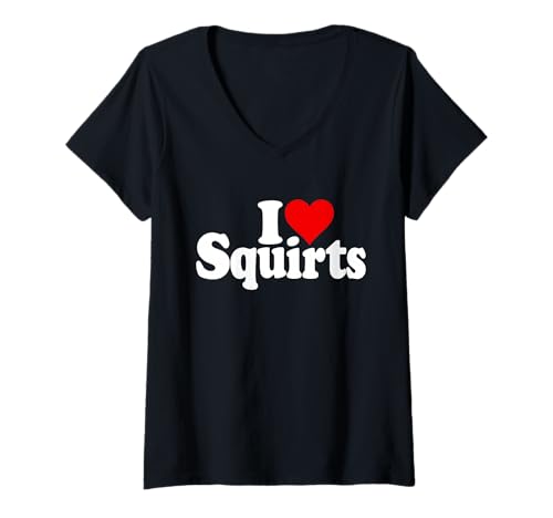 Damen ICH Liebe HERZSPRITZEN T-Shirt mit V-Ausschnitt von LOVE OF SQUIRTS HEART TEES