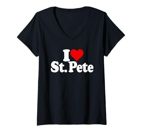 Damen ICH Liebe Heart ST.. PETE ST. Petersburg, Florida T-Shirt mit V-Ausschnitt von LOVE OF ST. PETERSBURG HEART FLORIDA APPAREL