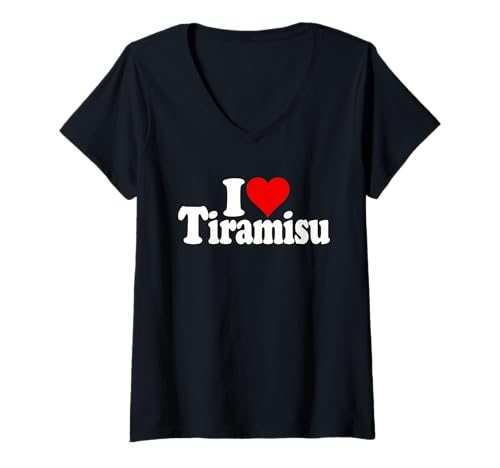 Damen ICH Liebe Herz-Tiramisu T-Shirt mit V-Ausschnitt Damen ICH Liebe Herz-Tiramisu T-Shirt mit V-Ausschnitt von LOVE OF TIRAMISU HEART TEES