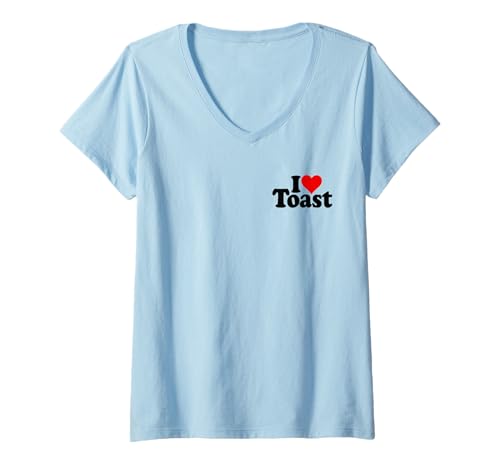 Damen Toastbrot I Love Heart T-Shirt mit V-Ausschnitt von LOVE OF TOAST HEART BREAD APPAREL