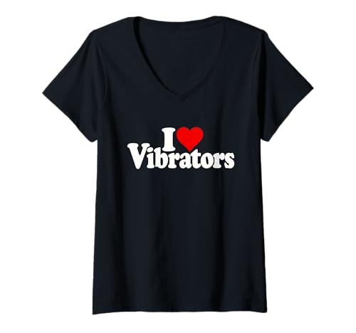 Damen ICH Liebe HERZVIBRATOREN T-Shirt mit V-Ausschnitt Damen ICH Liebe HERZVIBRATOREN T-Shirt mit V-Ausschnitt von LOVE OF VIBRATORS HEART FUNNY TEES