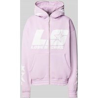 LOVE SCARS Sweatjacke mit Label-Print in Flieder, Größe XS von LOVE SCARS