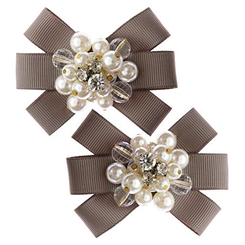 LOVE SHOES Damen 2 Schuhclips Schuhschmuck Schleife Brosche Grau Schmuck Accessoire Schuhe Brautschuhe Abendschuhe von LOVE SHOES COMPANY