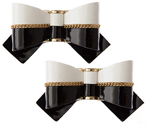 LOVE SHOES Schuhclips Schleifen Schnalle 2 Stück Schwarz Weiß I abnehmbare Brosche Schuhschmuck elegant I Shoe Charms Smartclip von LOVE SHOES COMPANY