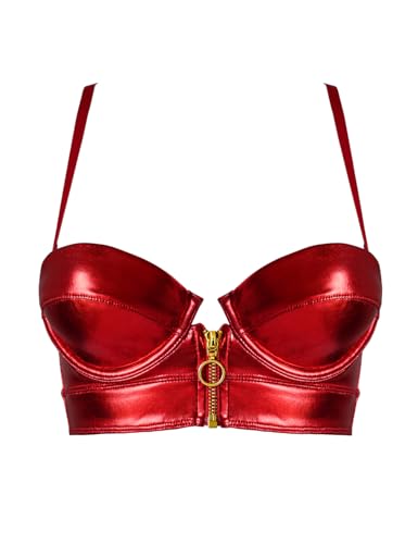 LOVE YOU SEXY Damen Kunstleder Balconette BH mit Front Offener Reißverschluss, Rot BH, 75B LOVE YOU SEXY Damen Kunstleder Balconette BH mit Front Offener Reißverschluss, Rot BH, 75B von LOVE YOU SEXY