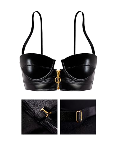 LOVE YOU SEXY Damen Kunstleder Balconette BH mit Front Offener Reißverschluss, Schwarz BH, 80B LOVE YOU SEXY Damen Kunstleder Balconette BH mit Front Offener Reißverschluss, Schwarz BH, 80B von LOVE YOU SEXY